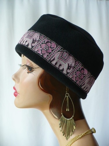 Black polar fleece fez - black,